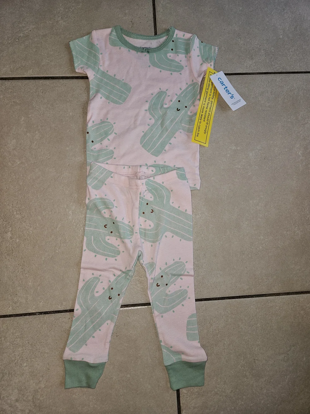 Carter's Pink & Mint Cactus Two-Piece Pajama Set